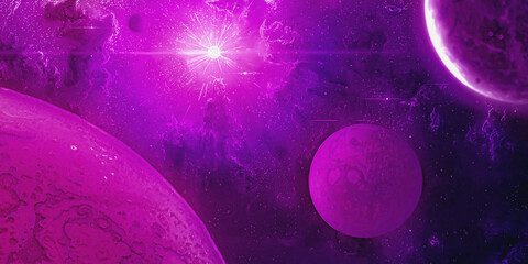 Outer space galaxy purple blue gradient background design horizontal banner blank tamplate. Web 3 or metaverse concept metaphor. Place for text, text area, copy space