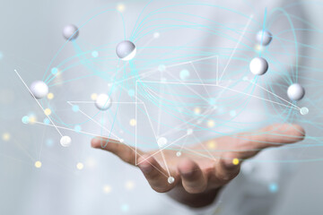 Digital technology background. Network connection dots and lines.