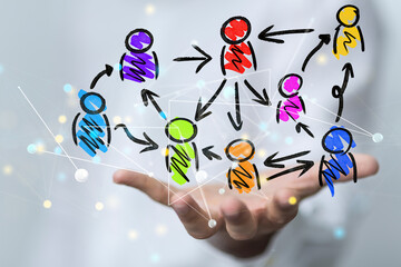 Abstract technology group and data 3d