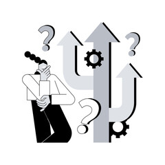 Choice abstract concept vector illustration. Decision making, finding solution, multiple possibilities, freedom of choice, no-brainer, difficulty of choosing, management abstract metaphor.