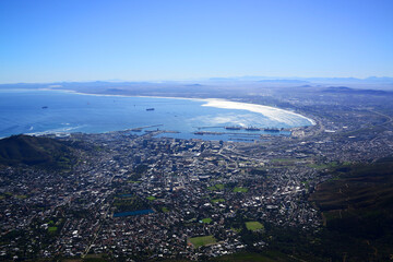 The city of Cape Town, South Africa. Viewed from the top of Table Mountain
