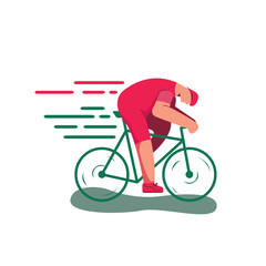 A man on a bicycle. a man riding a road bike. Vector flat illustration.
