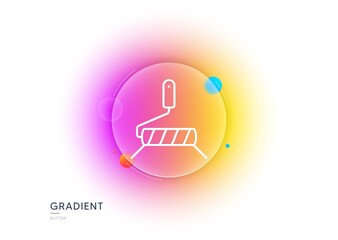 Paint roller line icon. Gradient blur button with glassmorphism. Wall roll brush sign. Painter tool symbol. Transparent glass design. Paint roller line icon. Vector