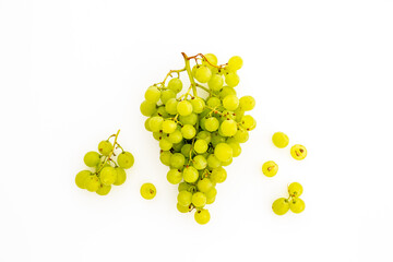 Big bunch of green grapes. Organic fruits nad berries background