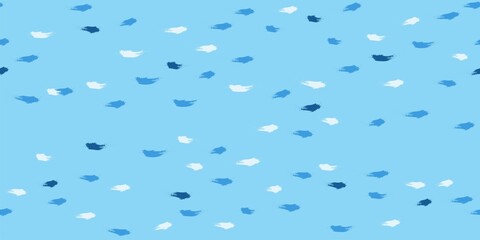 Seamless Wave Pattern, Hand drawn cute water vector background. Watercolor sea brush smears, baby paint lines design