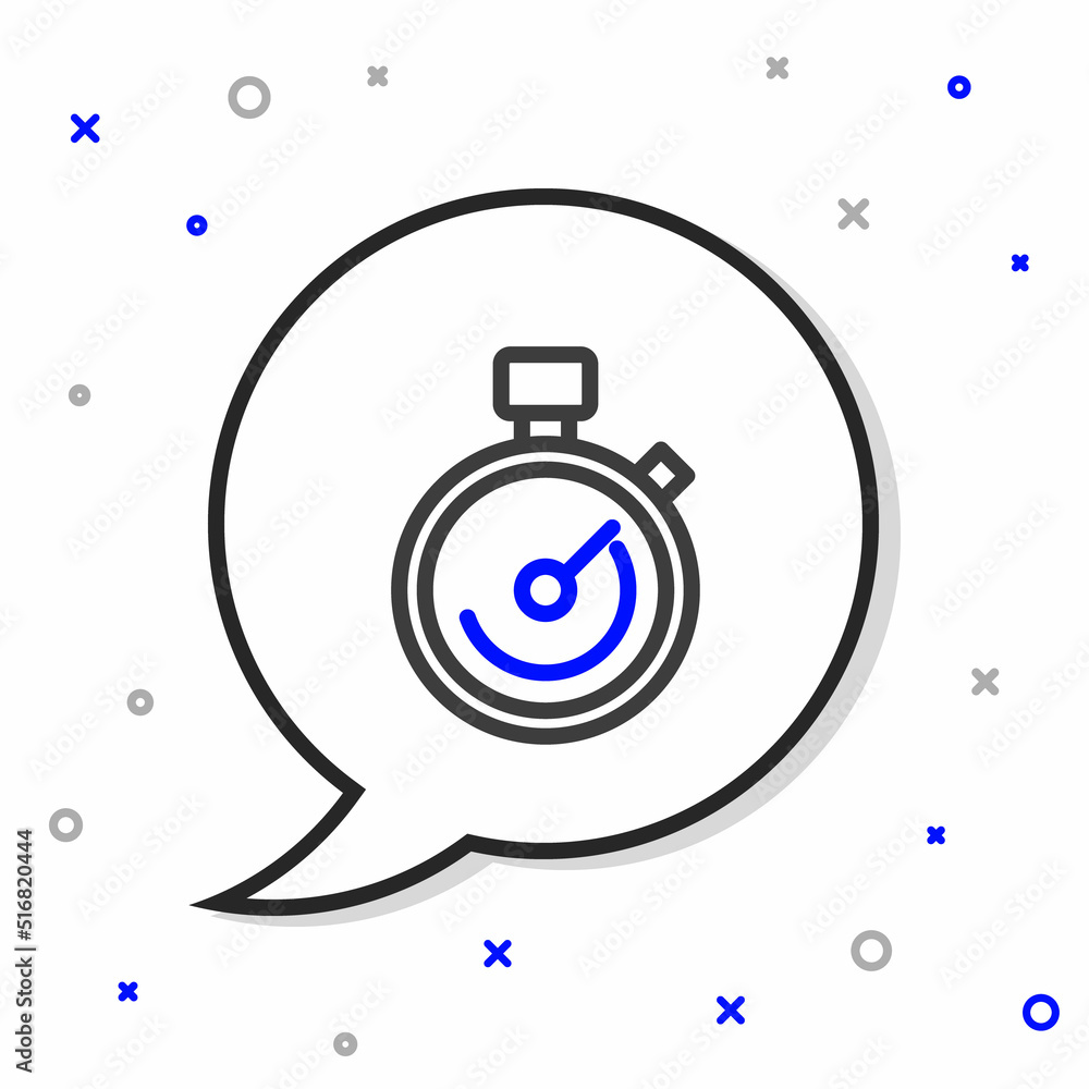 Poster line stopwatch icon isolated on white background. time timer sign. chronometer sign. colorful outlin