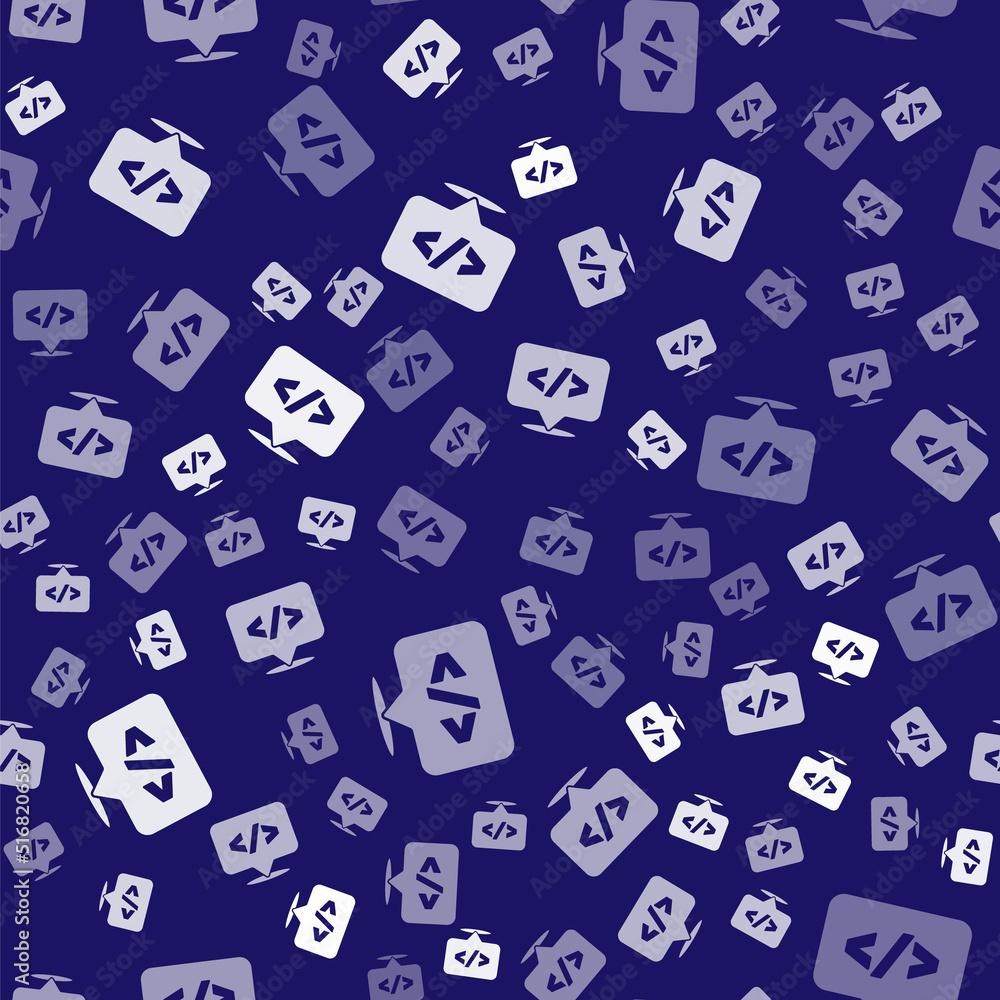 Poster white web design and front end development icon isolated seamless pattern on blue background. vector