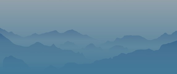 Foggy mountain layers scenery landscape vector illustration, perfect for desktop background, wallpaper, screensaver, illustration, art, typography background, website background