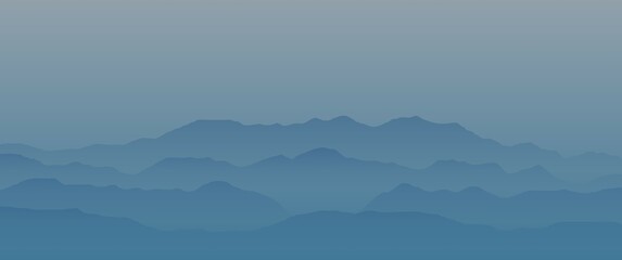 Foggy mountain layers scenery landscape vector illustration, perfect for desktop background, wallpaper, screensaver, illustration, art, typography background, website background