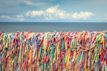 Lord of Bonfim ribbon tapes symbol of faith and good luck in Trancoso, BAHIA