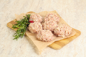 Traditional homemade raw pork meatballs