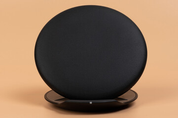 Black leather smartphone wireless charger