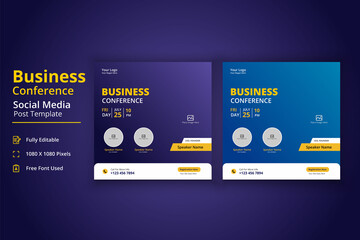 Business Conference Social Media Post Template, Seminar Social Media Template, Innovation Conference Social Media Post, Business Seminar Poster
