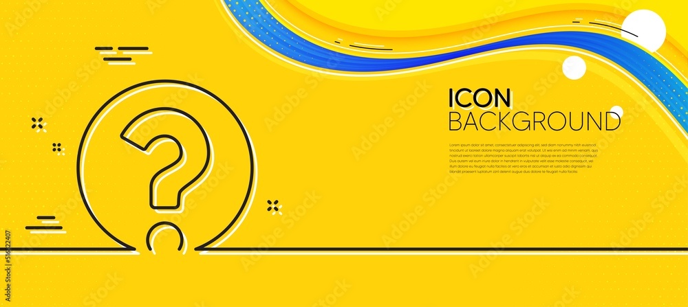 Poster question mark line icon. abstract yellow background. support help sign. faq symbol. minimal question