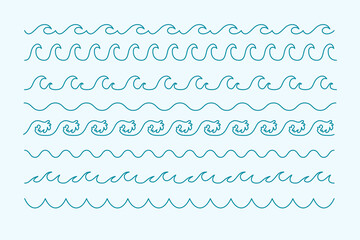 Waves curve line style sea pattern borders
