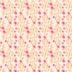 Vector flowers and leaves seamless pattern background. Perfect for fabric, scrapbooking, wallpaper projects.
