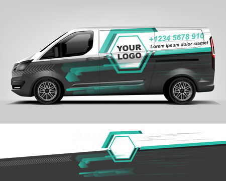 Van Wrap Design. Wrap, Sticker And Decal Design For Company. Vector Format - Eps 10 Vector Dekal