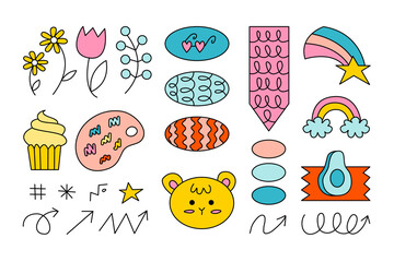 Journal Signs and symbols planner. Clipart scrapbooking, notebooks, diary. 