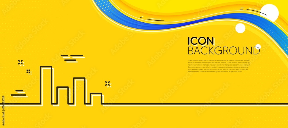 Poster histogram column chart line icon. abstract yellow background. financial graph sign. stock exchange s