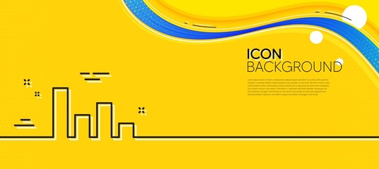 Histogram Column chart line icon. Abstract yellow background. Financial graph sign. Stock exchange symbol. Business investment. Minimal histogram line icon. Wave banner concept. Vector - obrazy, fototapety, plakaty