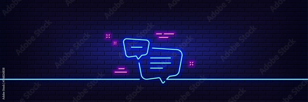 Aufkleber neon light glow effect. text message line icon. chat comment sign. speech bubble symbol. 3d line neo