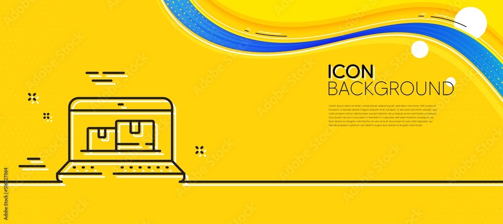 Poster web inventory line icon. abstract yellow background. wholesale computer sign. warehouse system symbo