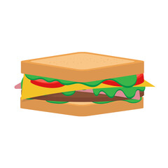 Sandwich On White Background. Vector Illustration