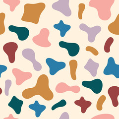Fototapeta na wymiar Vector hand drawn seamless pattern with colorful spots or shapes. Modern design. Wallpaper, textiles.