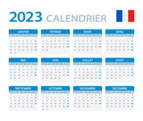 Vector template of color 2023 calendar - Portuguese version