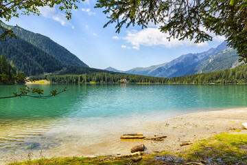 Lake antholz, a beautiful lake in South Tyrol