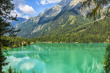 Lake antholz, a beautiful lake in South Tyrol