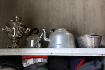 Antiques and tools are sold at the flea market