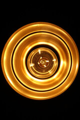 Detailed view of a light bulb in a lamp