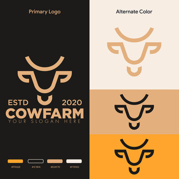 simple minimalist cow head logo design