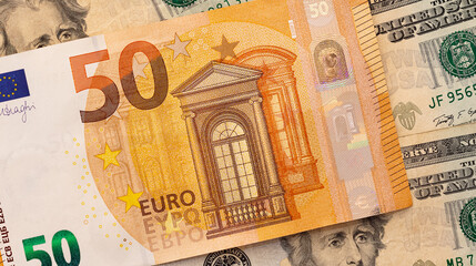 various banknotes and euro notes.