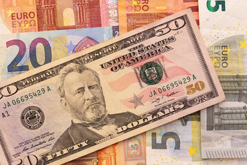 Fototapeta na wymiar Background of dollar bills. American Dollars Cash Money. One hundred dollars, fifty dollars, ten dollars Banknotes. editorial image 