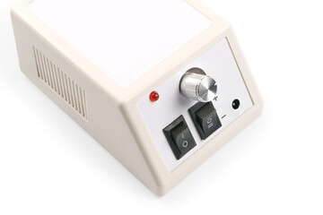White electrical instrument with switches and indicators isolated