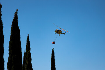 helicopter in action