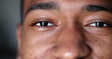 Eyes close-up African black man smiling