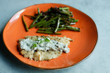 fish steak with vegetables