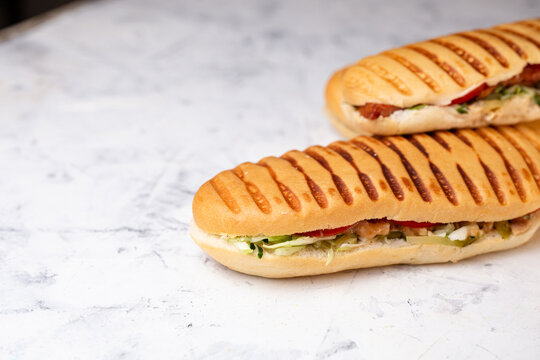 Panini With Filling. Three Panini On A White Background