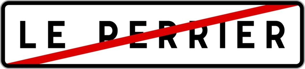 Fototapeta premium Panneau sortie ville agglomération Le Perrier / Town exit sign Le Perrier