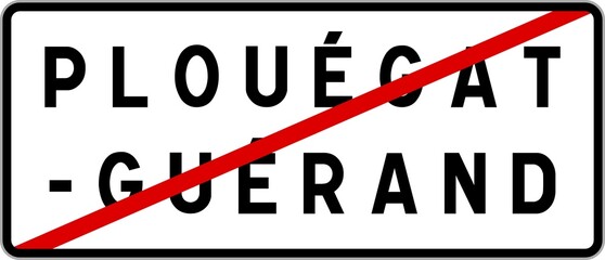 Panneau sortie ville agglomération Plouégat-Guérand / Town exit sign Plouégat-Guérand