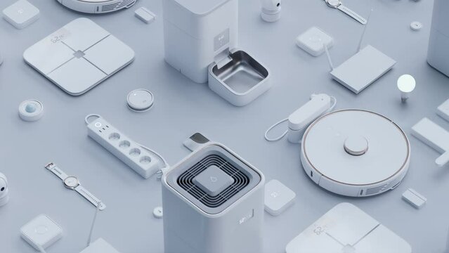 Smart home devices. Modern wireless technology communication domestic appliances