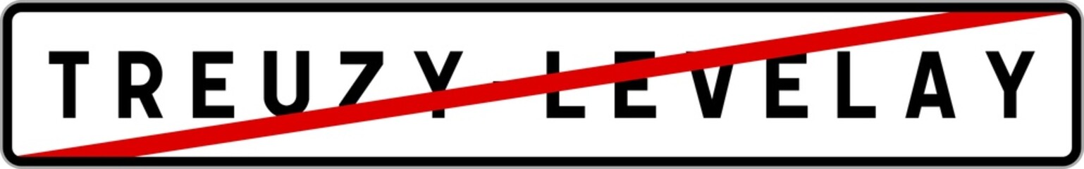 Fototapeta premium Panneau sortie ville agglomération Treuzy-Levelay / Town exit sign Treuzy-Levelay