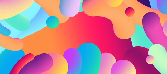 Rolgordijnen Digital Illustration. Blot abstract saturated color horizontal long background. © Liliia