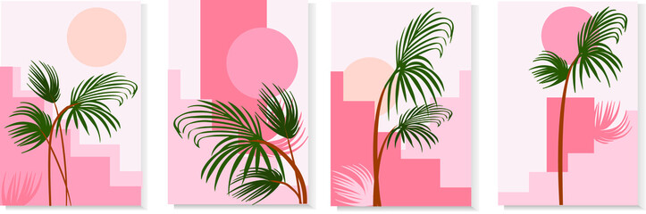 Modern minimalist abstract aesthetic illustrations. Collection of contemporary artistic posters.