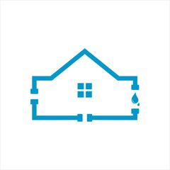 home plumbing service vector logo template