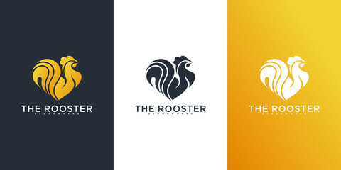 The rooster logo template with gold gradient colour style Premium Vektor © MUCHAMAD