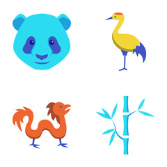 Chinese national symbols icon set